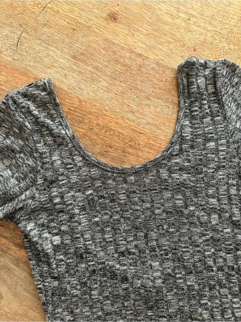 Gray Ribbed One-Piece Bodysuit